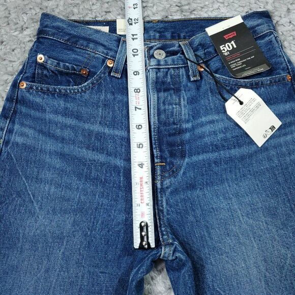 Levi's Premium 501 '81 Mom Jeans Medium Wash Blue Size 24x31 High Rise Tapered - Picture 12 of 12